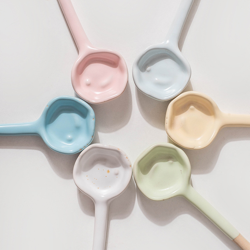 Japanese Ceramic Coffee Scoop With Long Handle Heat Resistant_voghion.com