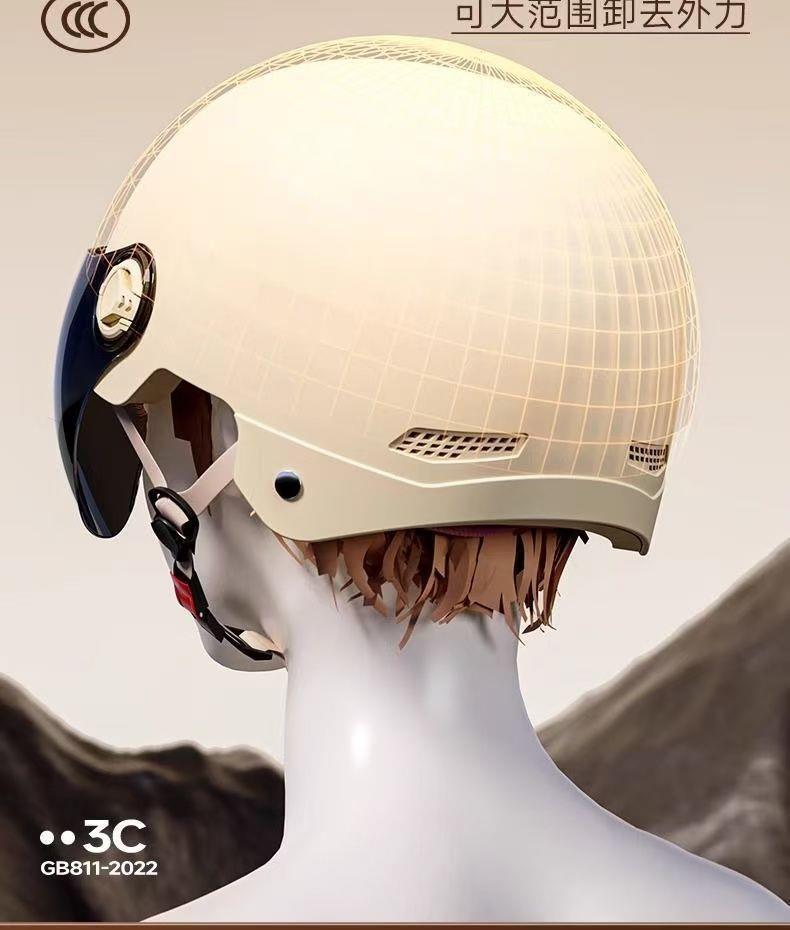 New National Standard Certified Electric Vehicle Helmet for Men and Women, Motorcycle Safety Helmet, Universal for All Seasons, Sun Protection, Summer Half Helmet