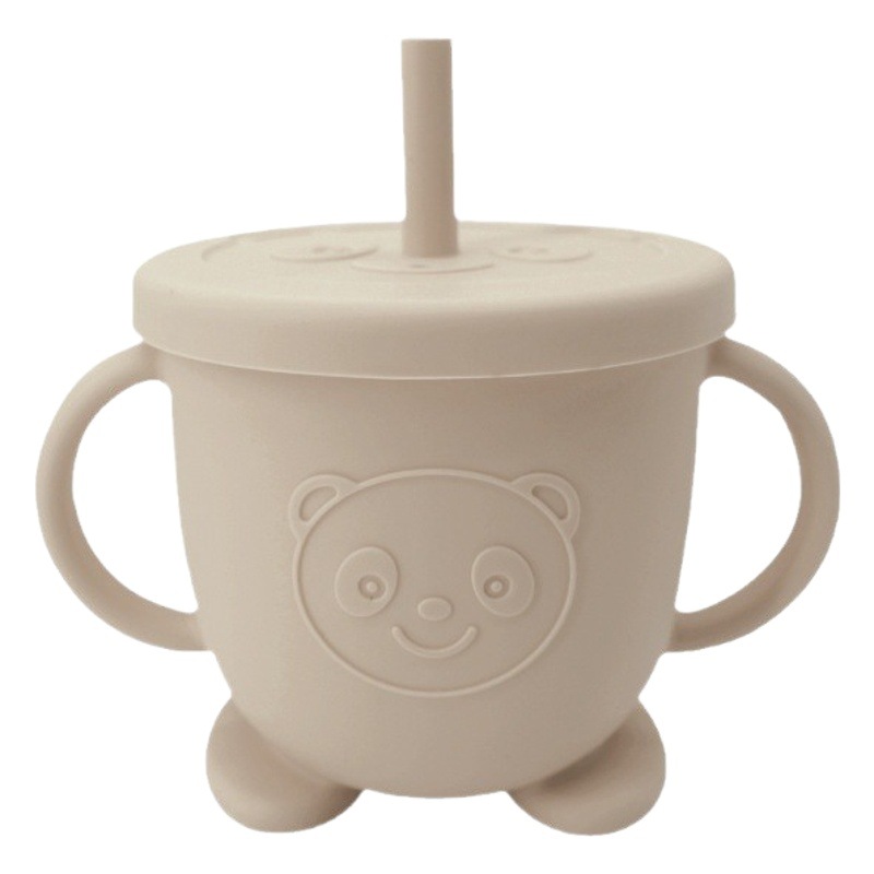 Taza de beber para niños taza de agua dos en uno de doble tapa taza de merienda de silicona entrenamiento para bebés agua potable taza de paja para niños bebé