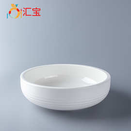 特价库存包邮9/10寸厚边罗纹面碗潮州韩式陶瓷碗汤饭碗酒店餐具