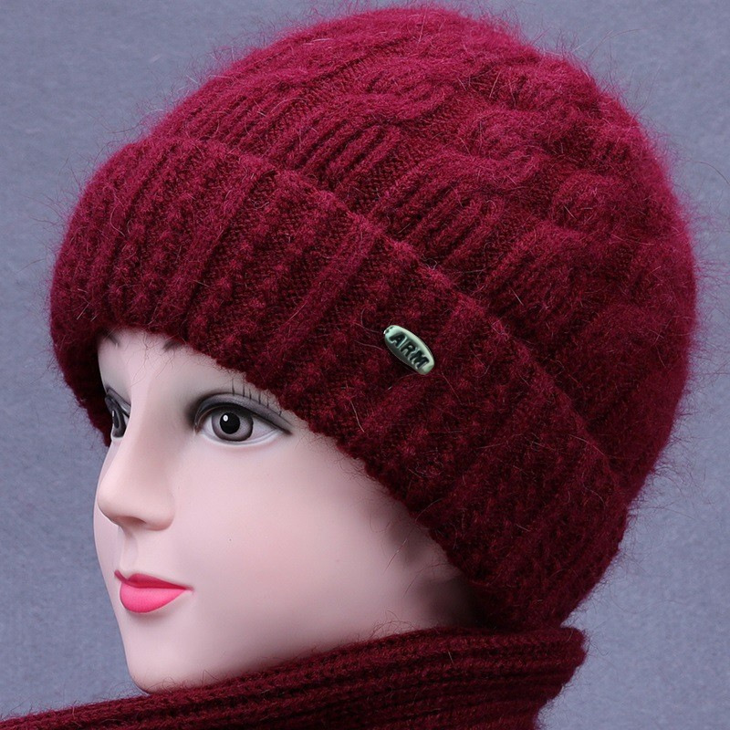 Warm Hat for Middle-aged and Elderly Winter Velvet Thickened Mother's Hat Outdoor Cold-proof Wool Hat Ear Protection Knitted Hat