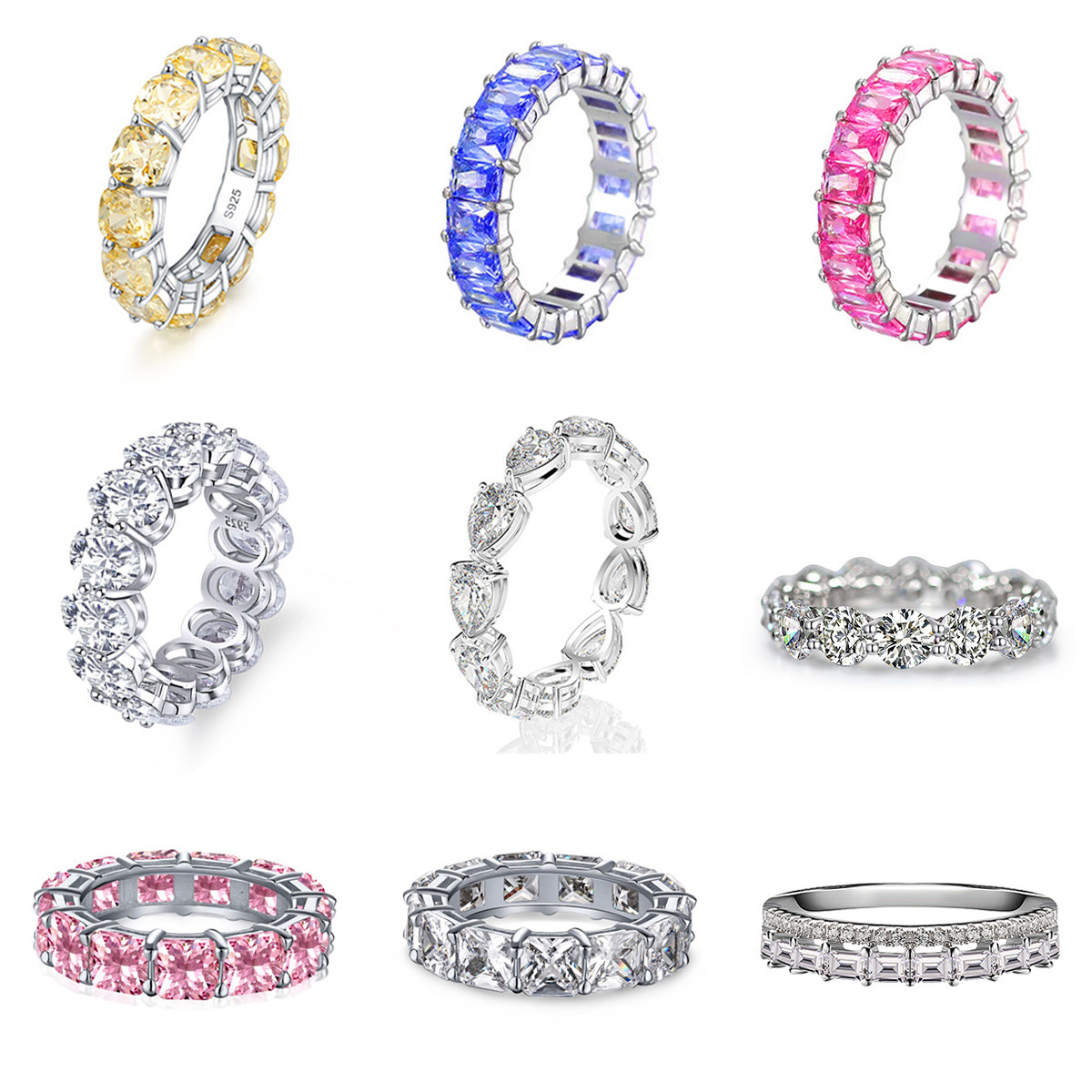 Special Offer 925 Sterling Silver Ring Inlaid with High Carbon Diamond Ring Ins Accessible Luxury High-End Cross-Border Engagement and Proposal Jewelry Wholesale