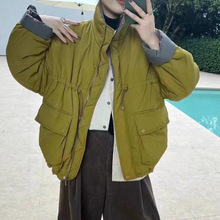 琪镌绘制立领时尚加厚棉衣外套女冬季新款韩版宽松显瘦大口袋棉服