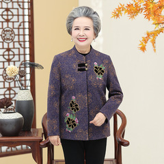 おばあさんのおばあさんは春秋の唐服のコートの60歳の70の中でお年寄りをプラスして厚い大きいサイズの民族の風の上着をプラスします。