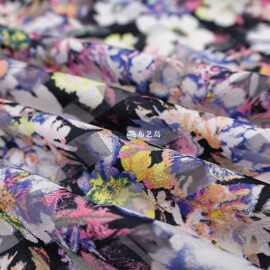 民族风彩色印花暗纹格子加厚雪纺面料连衣裙汉服旗袍布料