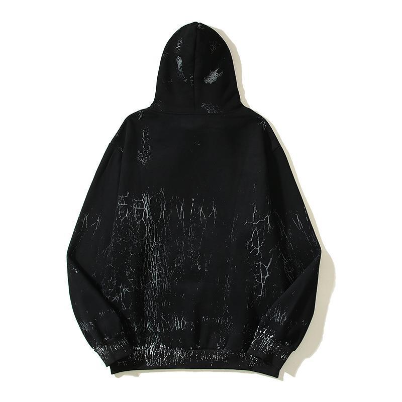 Pure cotton jacket Traott distressed crack splashed ink starry sky print hoodie_voghion.com