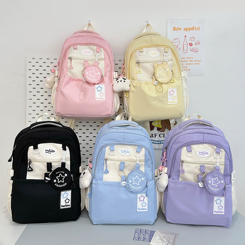 Japanese Style Cute Girl Color Contrast Mini Backpack Women's Korean Style Dopamine Star small size Backpack Junior Senior high school Schoolbag Japanese Style Cute Girl Color Contrast Mini Backpack Women's Korean Style Dopamine Star small size Backpack Junior Senior high school Schoolbag