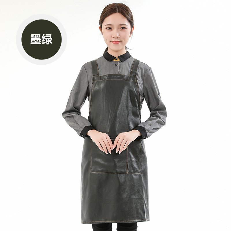 Comercio exterior PU delantal de cuero impermeable a prueba de aceite logotipo personalizado estudio barbacoa hornear cocina delantal hogar al por mayor personalizado