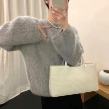 韩系奶fufu高级感软糯兔毛毛衣女秋冬新款圆领套头百搭针织上衣潮