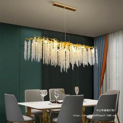 Villa living room crystal chandelier light luxury restaurant bar island table lamp designer bedroom water drop branch chandelier