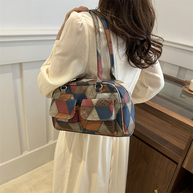 Vintage College Casual Capacity College Commuting Coreana 2024 New Shoulder Underarm Bags