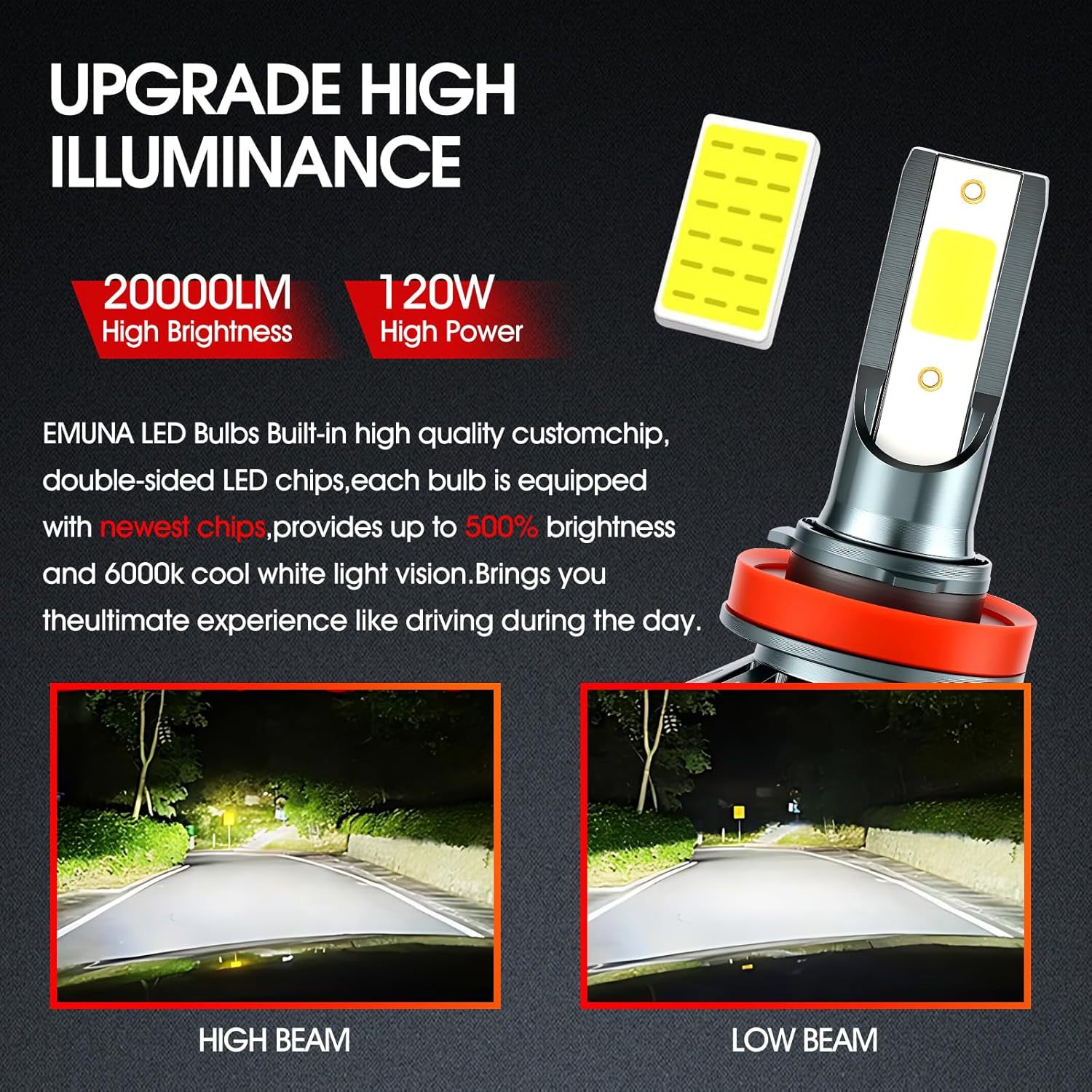 9005 9006 880 faro de automóvil LED conjunto de lámparas de niebla de alta potencia faro de automóvil combinación de lámparas de niebla image 5