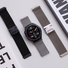 适用三星watch7华为gt5小米s4金属不锈钢s11米兰尼斯降落伞扣表带