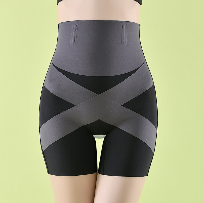 Cintura alta en forma de S vientre contracción tridimensional levantamiento de la cadera sin costuras anti-rizado entrepierna de seda dos lados pantalones de contracción del vientre de las mujeres usables en stock