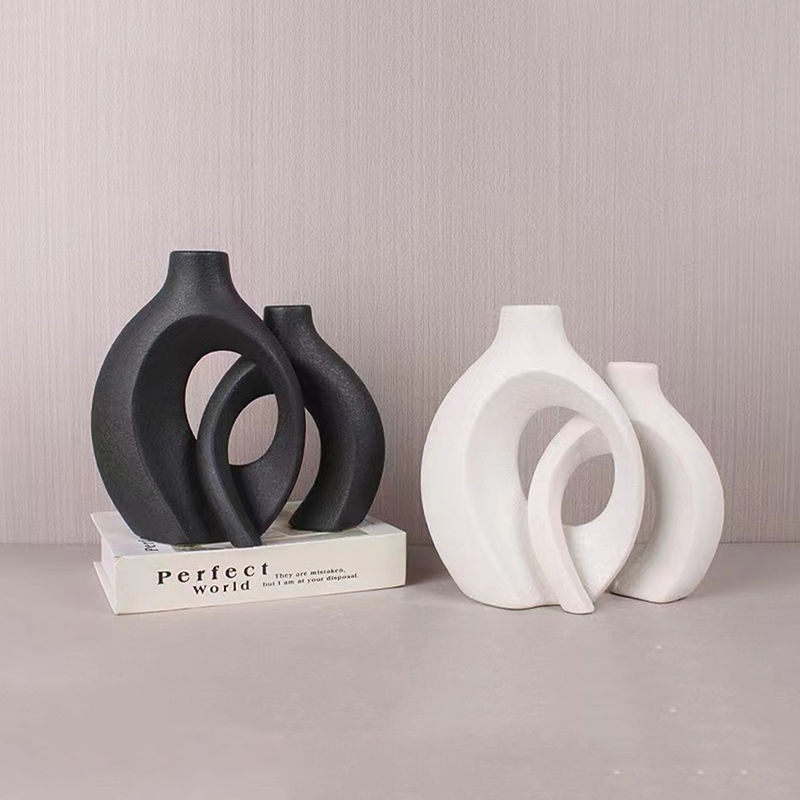 Creative Imitation Ceramic Vase Ornaments Modern Style Home Model Room Living Room Entrance Tv Cabinet Decoration Flower Utensils