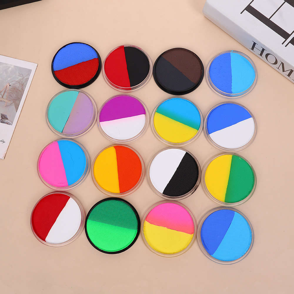30g de gran capacidad doble color pigmento de pintura corporal soluble en agua para niños pintura facial maquillaje festivo