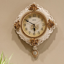 欧式装饰挂钟客厅美式复古田园钟表静音大气家用挂表墙壁创意时钟