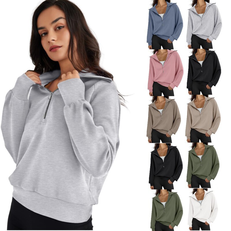 23 Autumn Clothes Women's Oversized Sweatshirts Half Zip Pullover Long Sleeve Quarter Zip Hoodie Sweatshirt