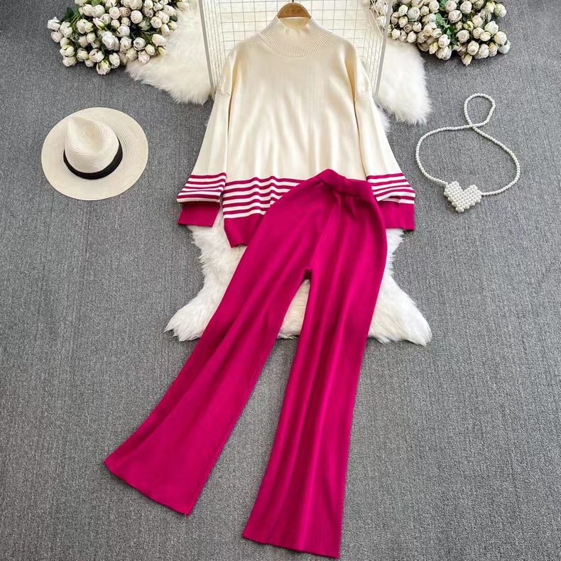 Ferien Täglich Frau Einfacher Stil Streifen Polyester Hosen-Sets Hosen-Sets display picture 4