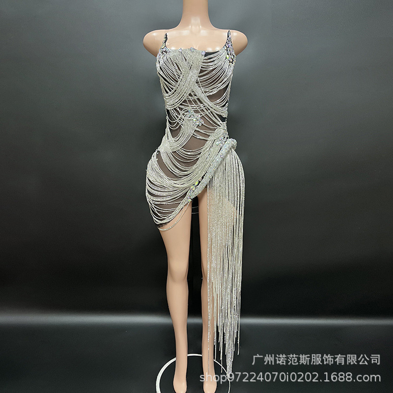 NOCANCE Comercio exterior Exportación diamante vestido sexy de lujo brillante elegante vestido de noche rendimiento Reunión Anual image 6