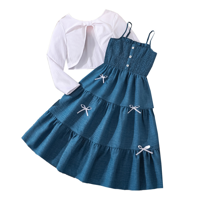 Blast niñas grandes trajes de comercio exterior ropa infantil primavera 2026 nuevo vestido de arnés dulce abrigo de manga larga al por mayor image 5