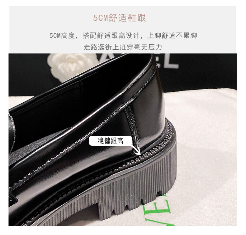 Giày lười nữ da bóng mũi tròn đế dày platform gót 3-5 cm — Màu đen chi tiết 10