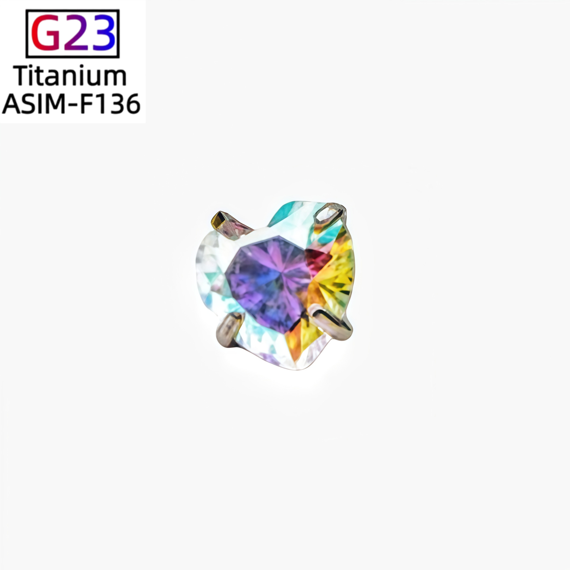 G23 Titanium Earring Heart Zircon Four-Claw Pointed Bottom Ear Bone Nails Lip Eyebrow Nails detail image 11