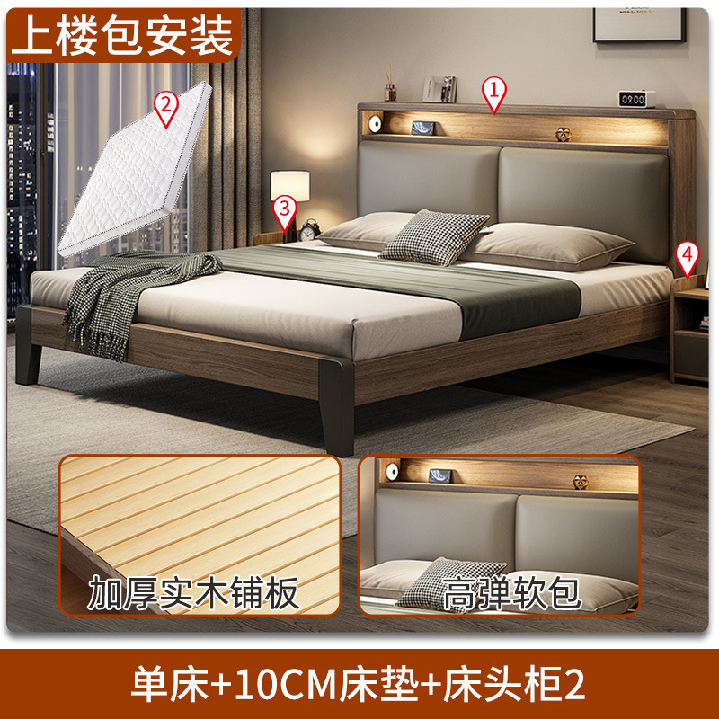 实木床1.8x2米双人床1.5米家用小户型出租房民宿1.2m单人床架|undefined