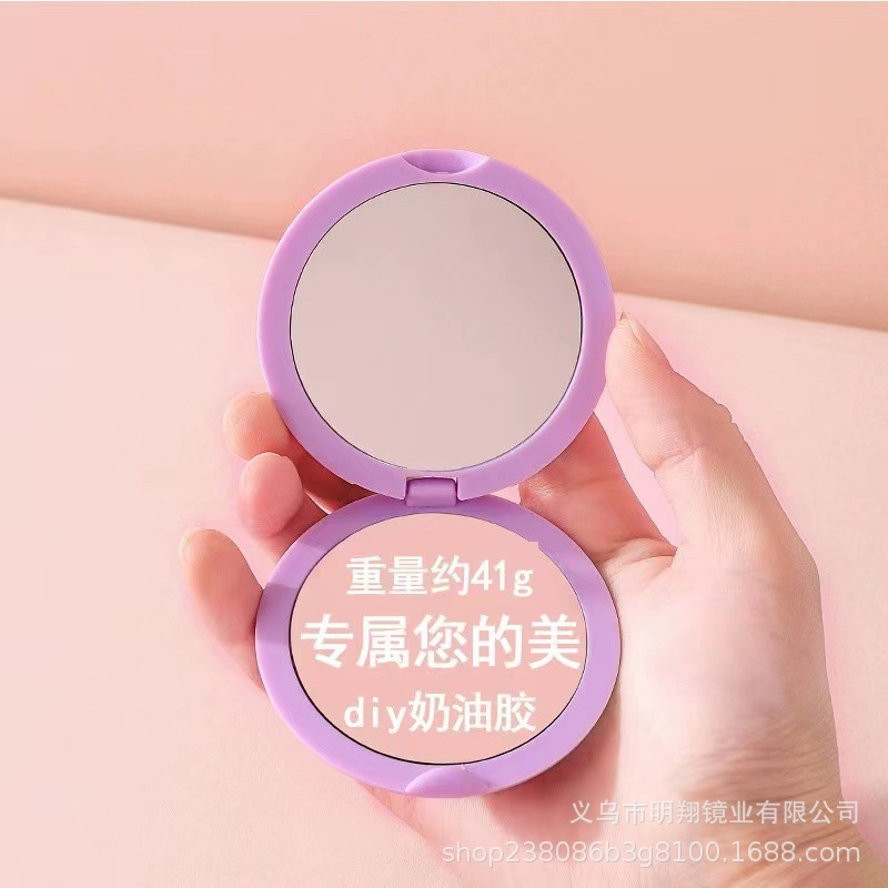 Espejo de maquillaje de hierro inoxidable impreso dibujos animados lindo espejo redondo de doble cara espejo portátil espejo plegable de metal patrón se puede personalizar image 14