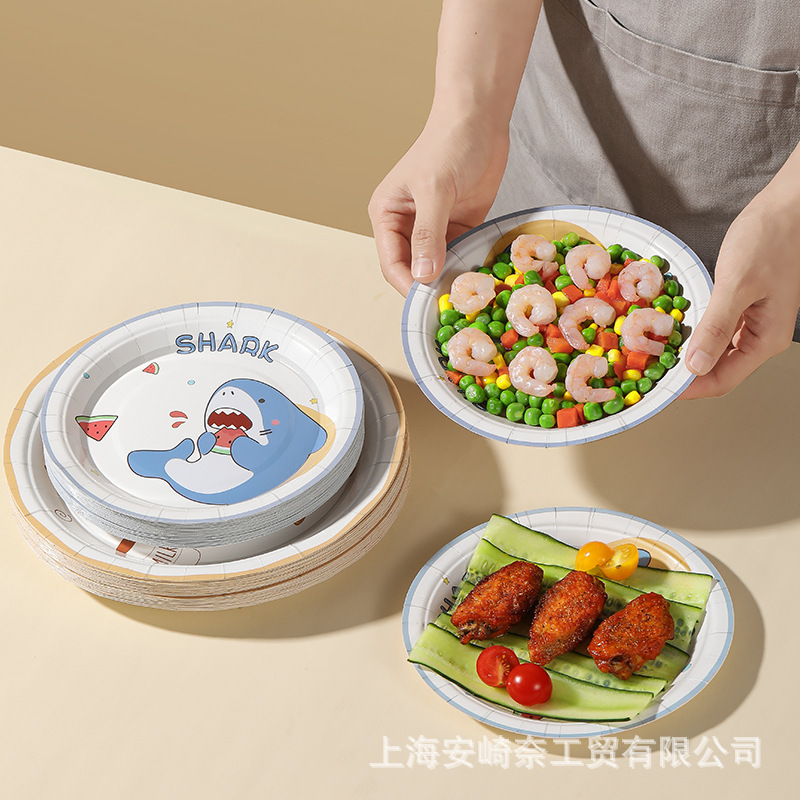 一次性盘子蛋糕纸盘碟子食品级餐盘纸盘纸碟餐具可降解纸碗菜盘子