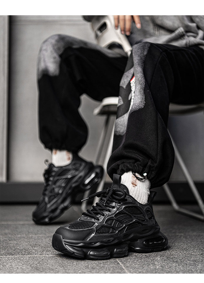 Giày sneaker nam cổ thấp buộc dây đế dày bọc da phong cách thời trang, giày thể thao tăng chiều cao — Cà phê ZS-F 8965m, ZS-F8965 Xingka, ZS-F8965 màu đen chi tiết 15