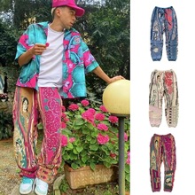 Kapital Vintage 平田和宏日系拼接嘻哈风人像花卉针织长裤潮