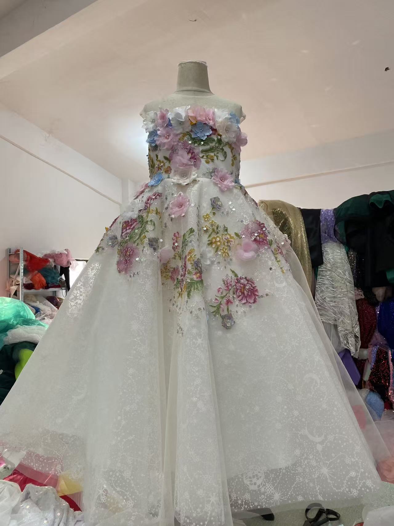 Vestido de niña lujoso nicho floral vestido de boda niña princesa vestido de cumpleaños vestido de anfitrión infantil