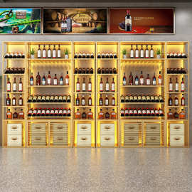 酒架落地式酒柜红酒展示架酒庄商用置物架铁艺靠墙多层收纳架