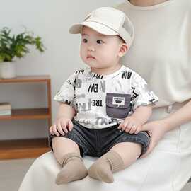夏装洋气男童套装夏季宝宝衣服婴幼儿童小孩子短袖五分裤两件套潮