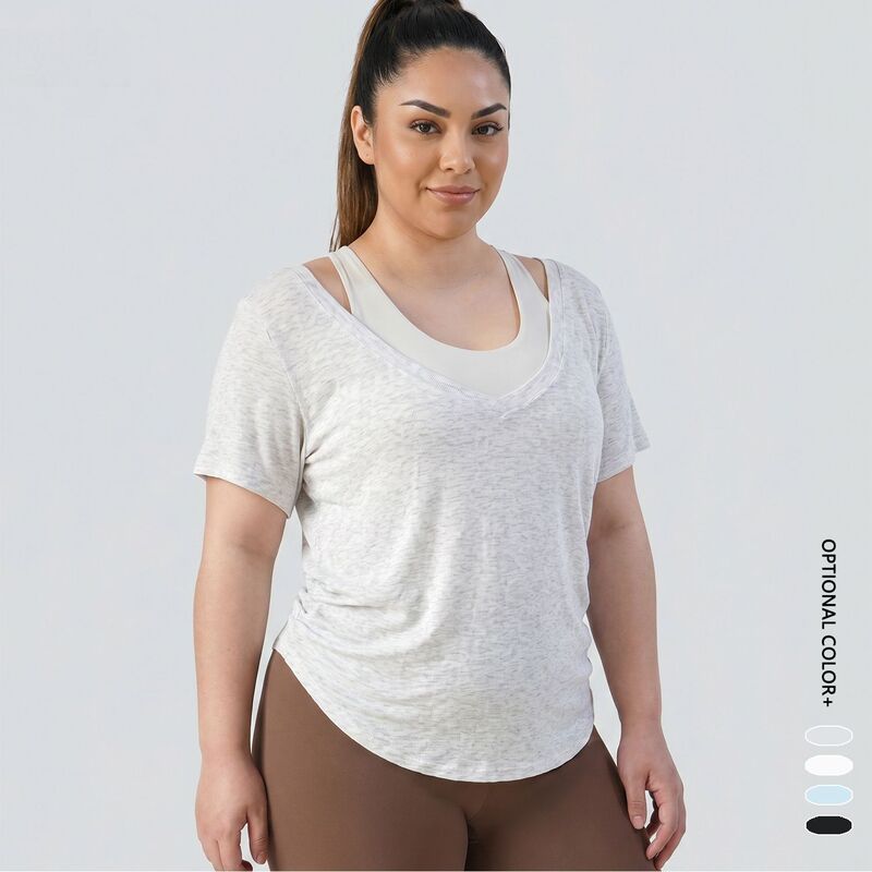 Large Size Loose Sports Yoga T-Shirt, Ribbed Short-Sleeved Fitness Top, Summer Sports Training Wear, Yoga Cover-Up Large Size Loose Sports Yoga T-Shirt, Ribbed Short-Sleeved Fitness Top, Summer Sports Training Wear, Yoga Cover-Up
