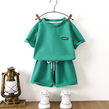 华夫格薄款女童夏季童装a类套装韩版宽松休闲儿童衣服宝宝短袖裤