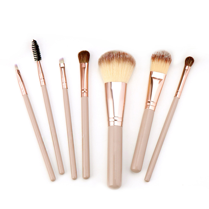 Set de brochas de maquillaje - 7 piezas de pelo de caballo, para rostro y ojos
