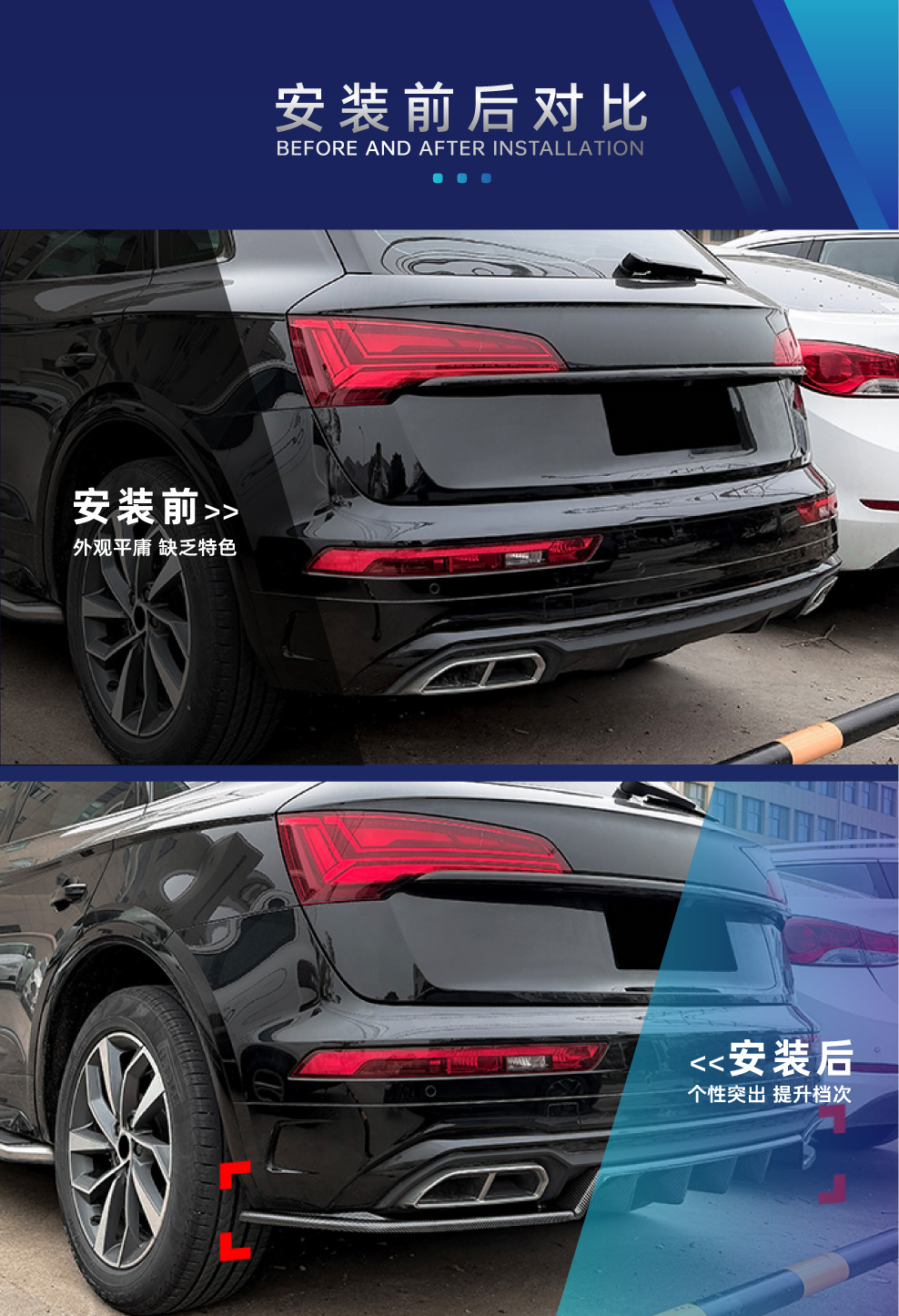 Suitable for Audi Q5 FY 2021-2025 Sportback Sline rear lip spoiler cross-border modification