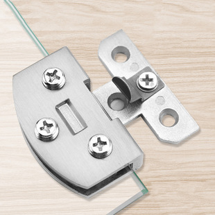 High-end stainless steel glass door hinge hole-free showcase wine cabinet glass cabinet door hinge flat door frameless glass clip