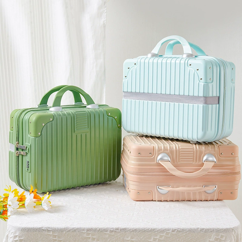 Handheld cosmetic storage box 14-inch suitcase, partitioned interior and portable handle