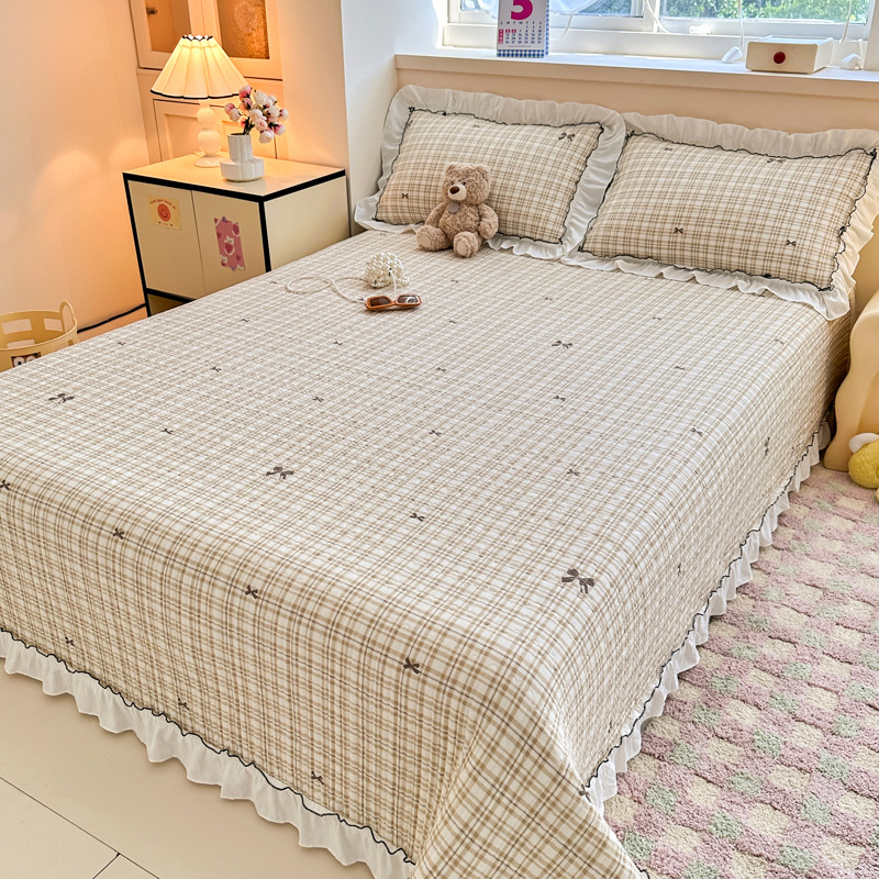 체크 리본 - 브라운