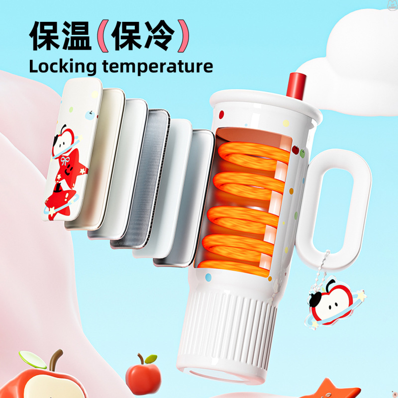 bociya保温杯女高颜值大容量冰霸杯便携车载可爱水杯吸管保冷杯子|undefined