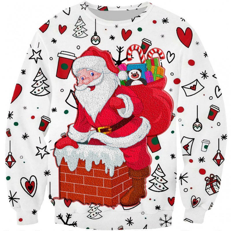 Sudadera hombre con capucha estampado 3d de papá noel suelta_voghion.com