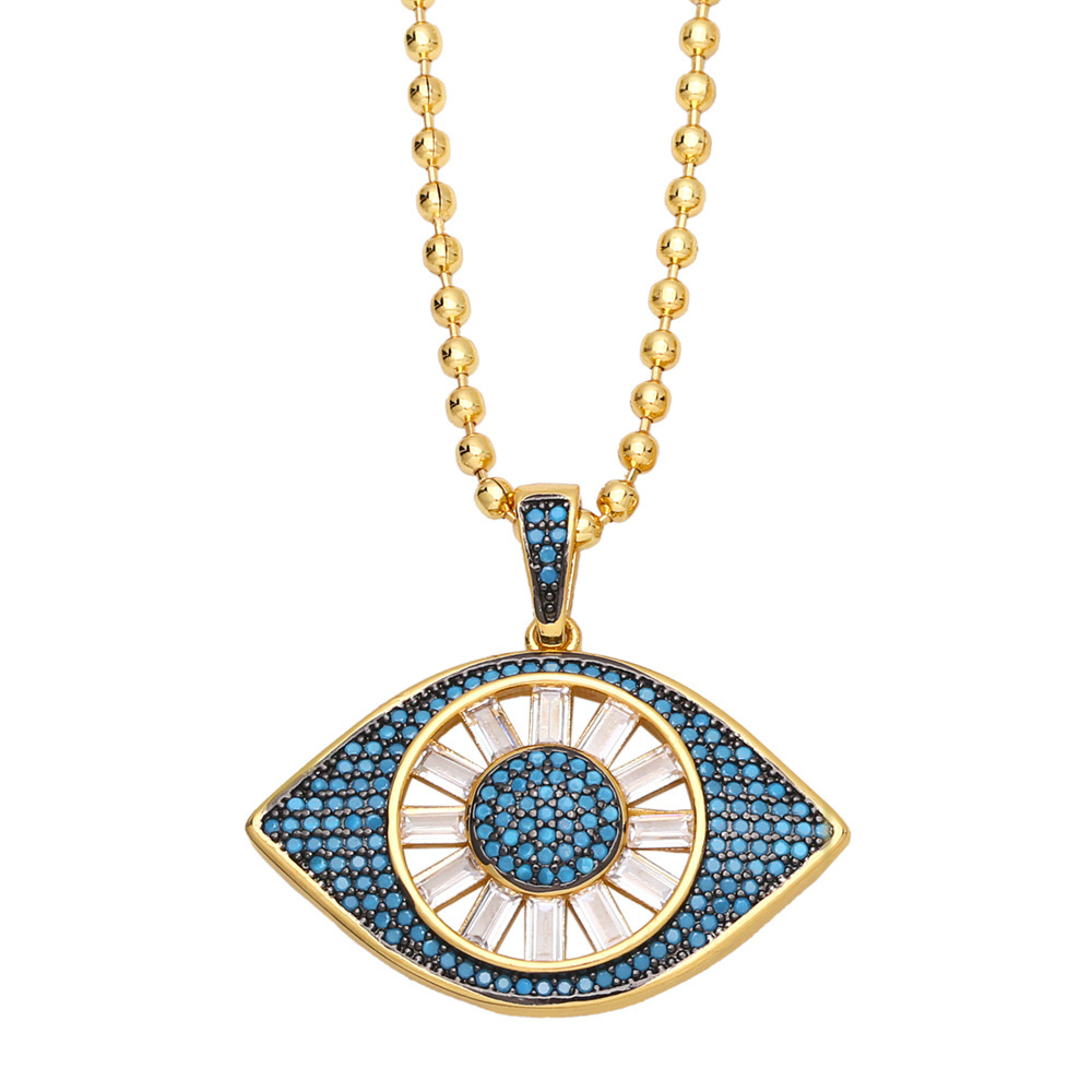 fashion hip-hop devilu0027s eye pendant copper gold-plated inlaid zircon necklace