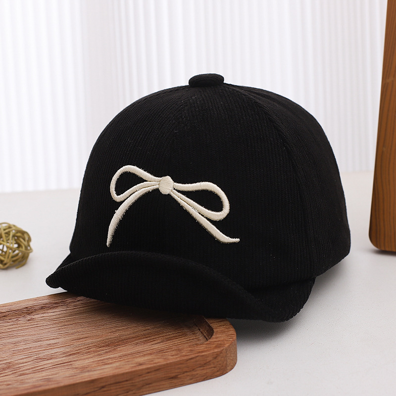 Sombreros para bebés otoño y invierno dulce arco gorra de pato gorra princesa velcro sombrero de béisbol de borde suave