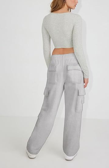 Women's Clothing New Multi Pocket Y2K Overalls Casual Loose Sports Fitness Wide Leg Pants_voghion.com