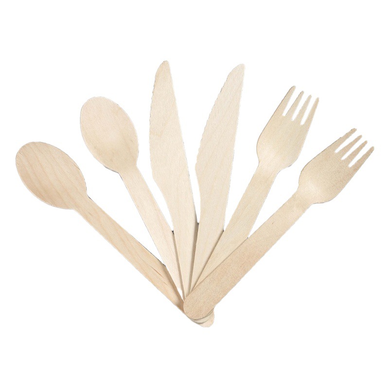 Biodegradable envasados individualmente desechable madera cuchillo tenedor de madera cuchara de madera pastel postre cuchara helado comercial letras