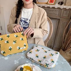 2361 Embroidered Mini Flower Cosmetic Bag, Clutch, Artistic & Fresh-Style Storage Pouch, Korean-Style Organizer, Instagram-Friendly Zipper Bag