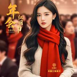 中国红围巾印logo印字刺绣公司开业活动年会同学聚会红色围巾